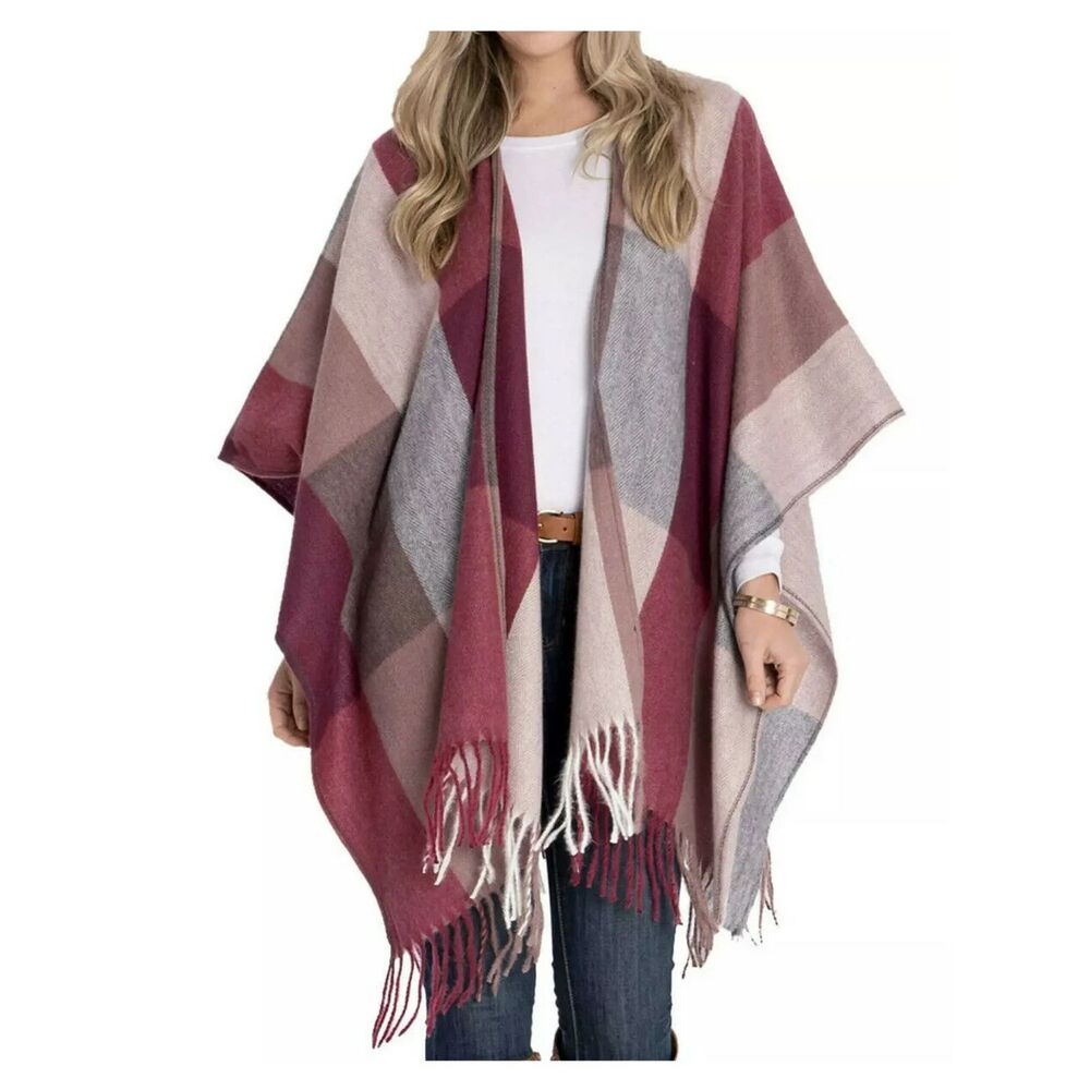 Woolrich Womens Luxe Soft Blanket Shawl Wrap Cape (Plaid, One Size Fits All)